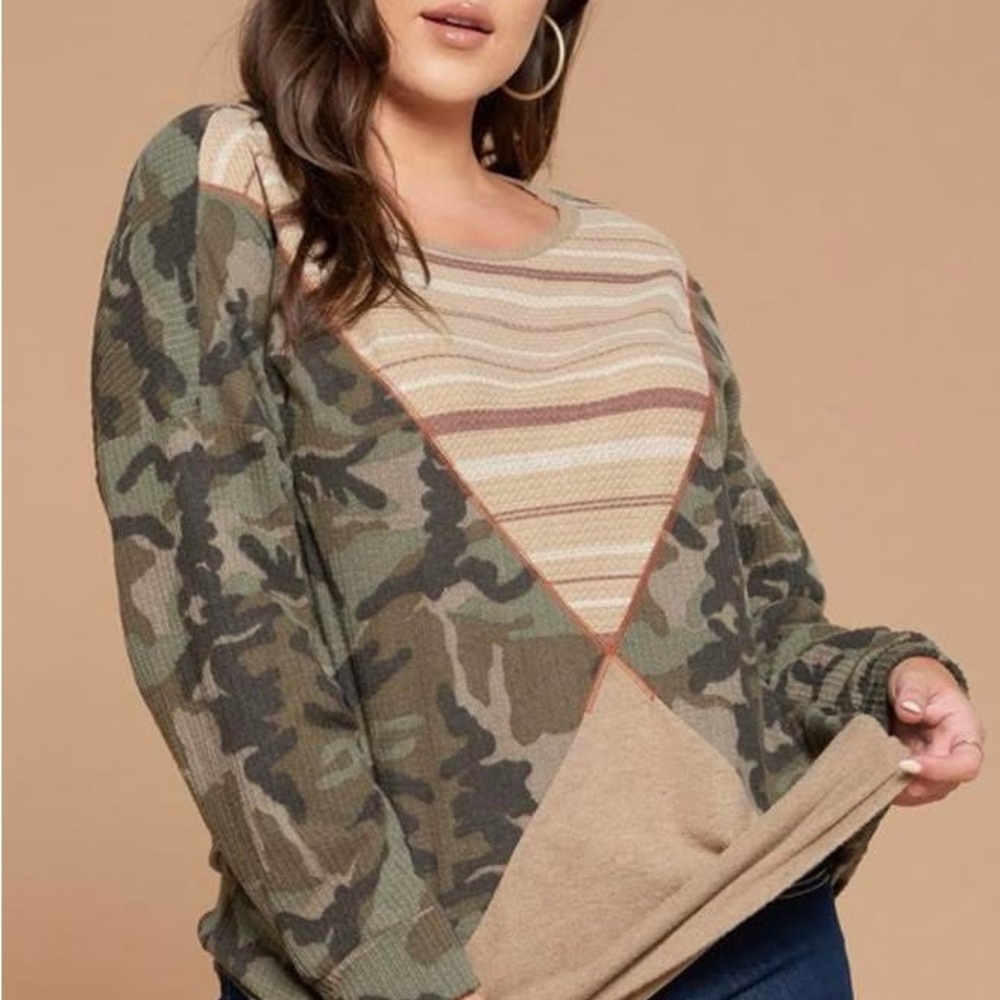Camouflage and Striped Women's Sweatshirt